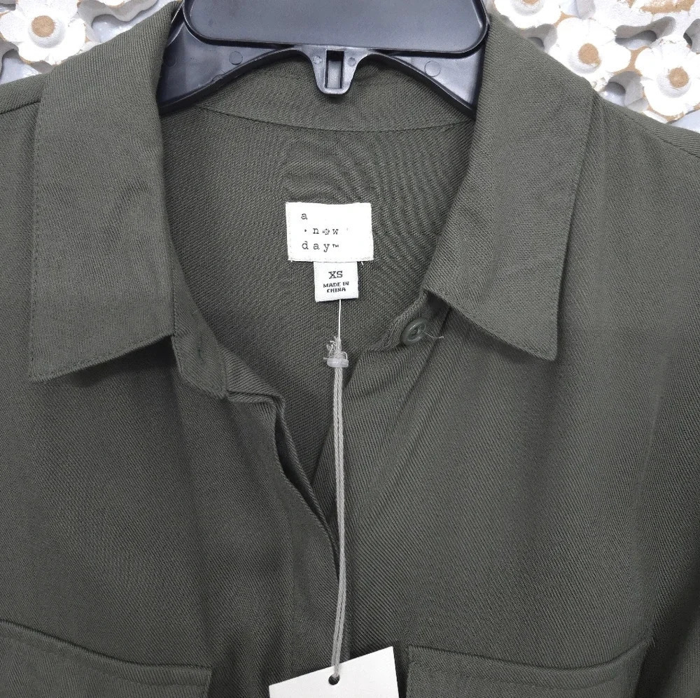 NWT A New Day Olive Green Collared Dress - Picture 4 of 9